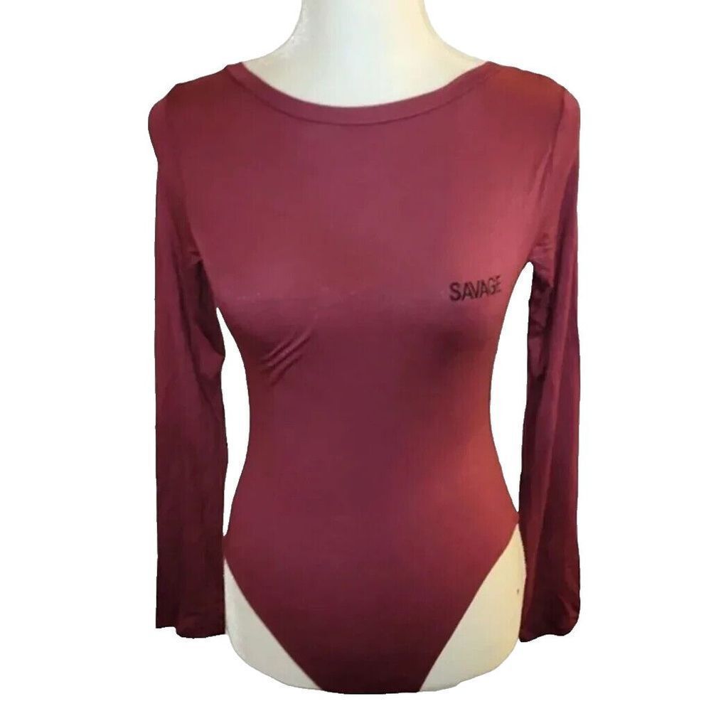 Wet Seal Bodysuit Women's Savage Open Back Thong Burgundy Size XL NWT